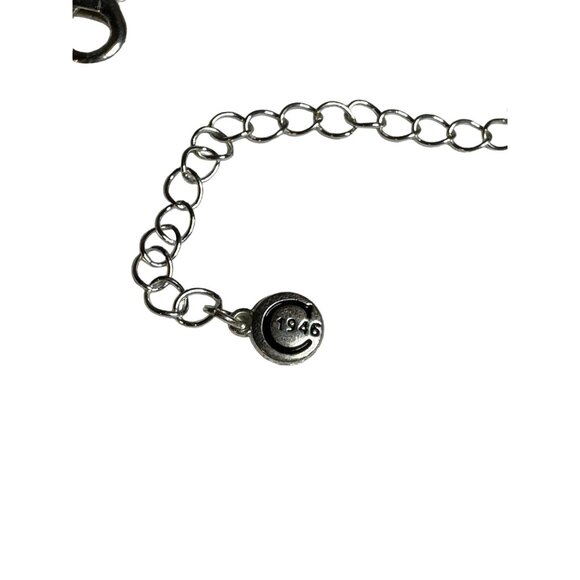 C est 1946 Medallion Necklace 31.5 in Silver Tone Chunky Lobster Claw Closure - Picture 3 of 5